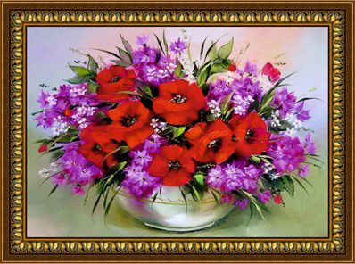 Алмазная мозаика DIY "Яркий букет" G-088