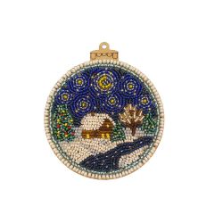 Набор для вышивания бисером WoodStitch "Новогодний шар-2" с декоративными элементами 10х10, WS-061