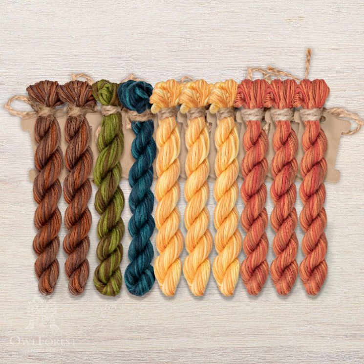  Набор ниток OwlForest для схем «Индейские мотивы» (ПНК) 5 цветов «Индеец» 32 каунт в 2 нити НМул-ИМИ165-2322-5