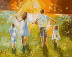 PK 36001 Картина по номерам PAINTBOY "Летняя прогулка с семьей" Эксклюзив