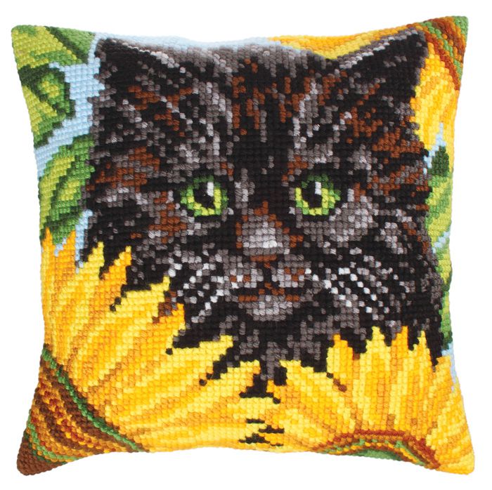 Набор для вышивания крестом Collection D'Art "Котик в подсолнухах" 5212